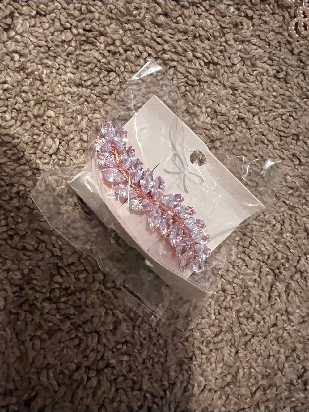 Pink Crystal Leaf Hair Clip - Elegant Women’s Accessory